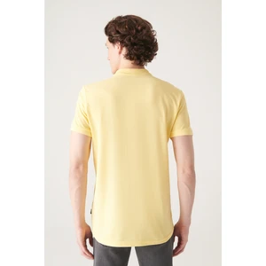 Avva Erkek Sarı 3 Düğmeli %100 Mısır Pamuğu Polo Yaka Regular Fit T-Shirt B001027