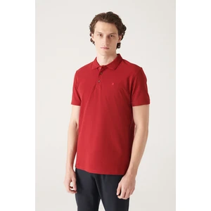Erkek Bordo 3 Düğmeli %100 Mısır Pamuğu Polo Yaka T-shirt B001027