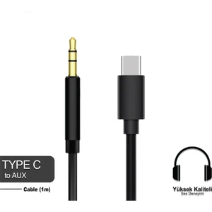 iPhone 15 & 16 Serisi Aux Ses Kablosu Type-C - 3,5 mm Ses Kablosu (1m) Dac Chip