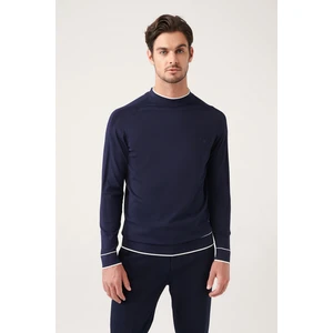 Erkek Lacivert Bisiklet Yaka Serin Tutan Rayon Triko Kazak A31y5001