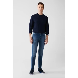 Erkek Mavi Eskitme Yıkamalı Esnek Jean Pantolon B003506