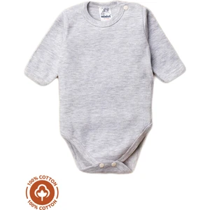 Çıtçıtlı Basic Uzun Kol Pamuklu Bebek Badi - GRİ