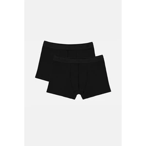 Erkek Siyah Düz 2'li Esnek Pamuklu Kutulu Boxer E009500