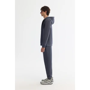 Avva Erkek Antrasit Kapüşonlu İnterlok Kumaş Fermuarlı Regular Fit Sweatshirt B001102