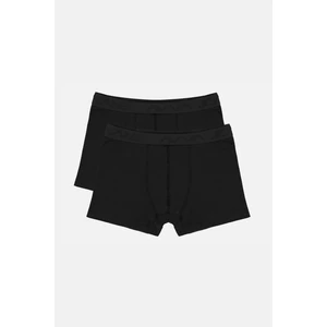 Erkek Siyah Düz 2'li Esnek Pamuklu Kutulu Boxer B009500