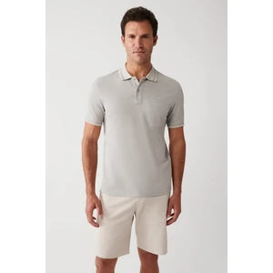Erkek Gri Kıvrılmaz Yaka Cepli 2 Düğmeli Polo Yaka T-Shirt E001031