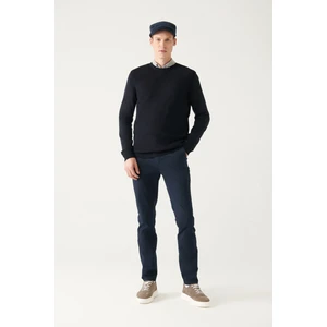 Erkek Slim Fit Lacivert Esnek Chino Kanvas Pantolon B003002
