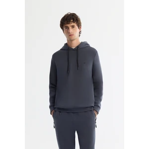 Erkek Antrasit Kapüşonlu Esnek Yumuşak Doku Interlok Kumaş Sweatshirt B001101
