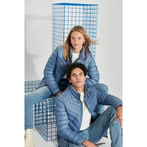 Erkek Comfort Fit Açık Mavi Kaz Tüyü Su İtici Rüzgar Geçirmez Şişme Mont B006020