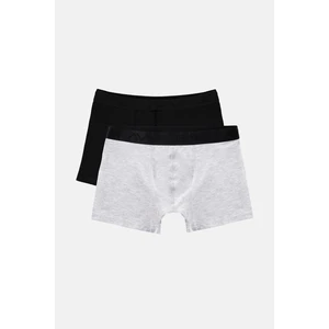 Erkek Gri Düz 2'li Esnek Pamuklu Kutulu Boxer B009500