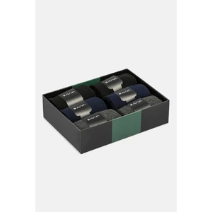 Erkek Siyah Lacivert Gri Kutulu 6'lı Basic Bambu Soket Çorap B008510