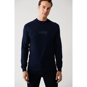 Erkek Lacivert Bisiklet Yaka Dokulu Rayon Triko Kazak A32Y5107