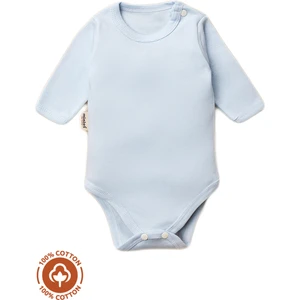 Çıtçıtlı Basic Uzun Kol Pamuklu Bebek Badi - MAVİ