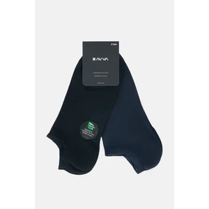 Erkek Lacivert-Siyah 2'li Bambu Patik Çorap B008506