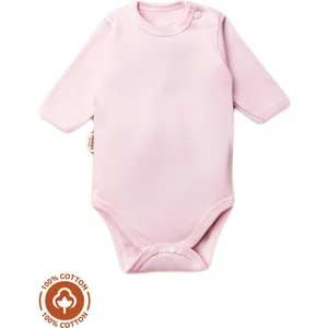 Çıtçıtlı Basic Uzun Kol Pamuklu Bebek Badi - PEMBE