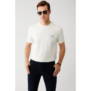 Erkek Beyaz Bisiklet Yaka Kısa Kollu Baskılı T-shirt A32y1007