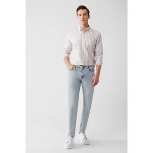 Erkek Açık Mavi Berlin Eskitme Yıkamalı Esnek Slim Fit Dar Kesim Jean Pantolon E003512