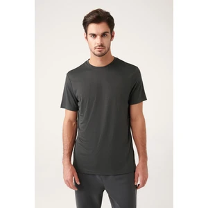 Erkek Gri Bisiklet Yaka Baskılı Yumuşak Tuşeli Regular Fit T-shirt A31y1003