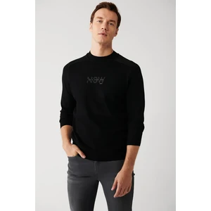 Erkek Siyah Bisiklet Yaka Dokulu Rayon Triko Kazak A32y5107