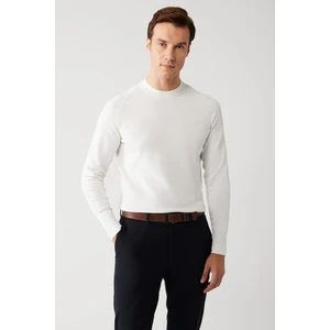 Erkek Ekru Bisiklet Yaka Rayon Triko Kazak A32y5006