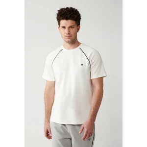 Erkek Beyaz T-shirt Bisiklet Yaka Reglan Kol Biye Detaylı Regular Fit A32y1182