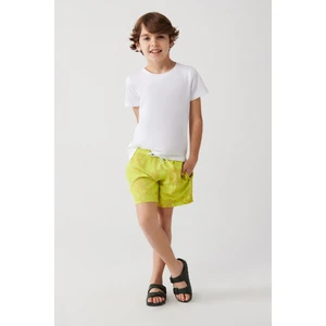 Sarı Hızlı Kuruyan Ahtapot Baskılı Standart Boy Çocuk Özel Kutulu Comfort Fit Mayo Deniz Şortu