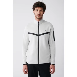 Erkek Gri İnterlok Kumaş Dik Yaka Baskılı Sweatshirt A31Y1203
