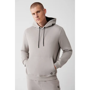 Erkek Taş Kapüşonlu 3 Iplik Şardonlu Pamuklu Sweatshirt E001018