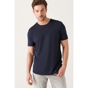 Erkek Lacivert Soft Touch Bisiklet Yaka Pamuklu Basic T-shirt E001171