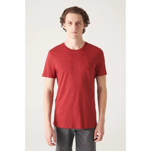 Erkek Bordo Soft Touch Bisiklet Yaka Pamuklu Basic T-shirt E001171