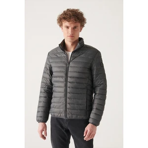 Erkek Antrasit Dik Yaka Lightweight Rüzgar Geçirmez Şişme Spor Mont E006000