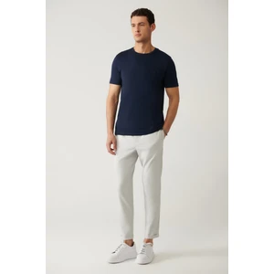 Erkek Açık Gri Yandan Cepli Beli Lastikli Bağcıklı Duble Paça Jogger Pantolon E003000