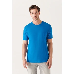 Erkek Koyu Mavi Soft Touch Bisiklet Yaka Pamuklu Basic T-shirt E001171