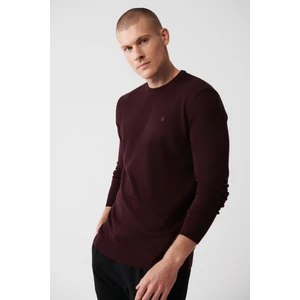 Erkek Bordo Triko Kazak Bisiklet Yaka Tüylenmeyen Regular Fit E005000