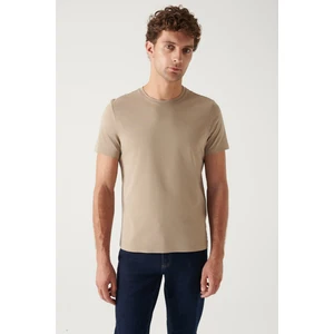 Erkek Vizon %100 Pamuk Nefes Alan Bisiklet Yaka T-shirt E001000
