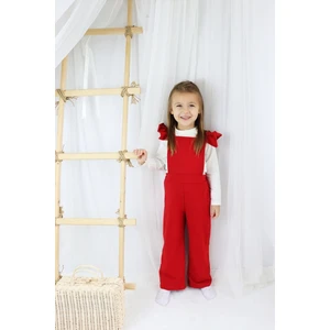 Parla Kids Kız Çocuk Berlin Kırmızı Pamuklu Fırfırlı Bağlama Detaylı Tulum TLM-0055.3