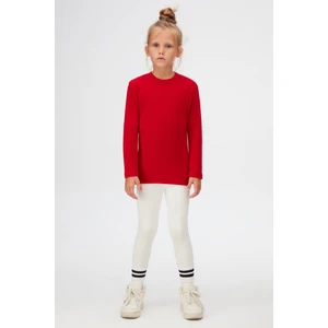 Kırmızı Basic Unisex Çocuk Kışlık Sıfır Yaka Uzun Kollu Tişört