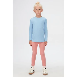 Koyu Mavi Basic Unisex Çocuk Sıfır Yaka Uzun Kollu Tişört