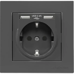 Rita Füme Çerçeveli Ikili Usb'li Topraklı Priz