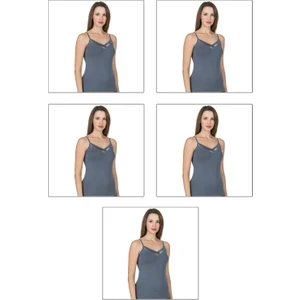 Özkan Underwear 5'li Paket  Saten İp Askılı Kadın Atlet 2040