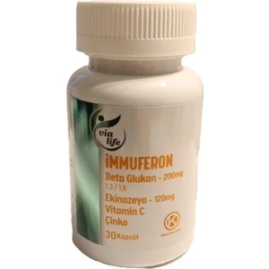 Immuferon Vitamin C - Beta Glukan - Ekinazeya - Çinko İçeren Takviye Edici Gıda 30 Kapsül