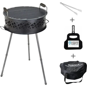 Meriç Barbekü Şömine Çantalı, Barbekü Maşa ve Karavan Kampüs Mangal Yelpazesi Tam Set