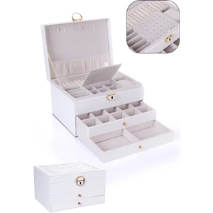 Modern 2 Çekmeceli Takı Mücevher Kutusu Organizer Düzenleyici Beyaz 13 x 23 x 10 cm