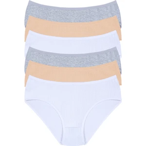 Pamuklu,yüksek Bel, Fitilli, 6'lı Kadın Külot