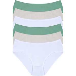 Pamuklu,yüksek Bel, Fitilli, 6'lı Kadın Külot