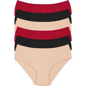 Pamuklu,yüksek Bel, Fitilli, 6'lı Kadın Külot