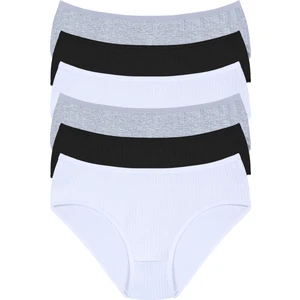 Pamuklu,yüksek Bel, Fitilli, 6'lı Kadın Külot