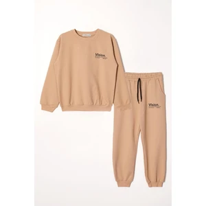 Vision Baskılı Erkek Çocuk Vizon Renk Eşofman Takım