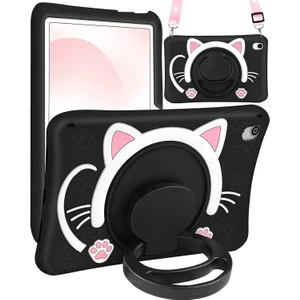 TEKNETSTORE iPad 10. Nesil 10.9 İnç 2022 Uyumlu Kedi Kılıf Standlı Eğlenceli Askılı Silikon