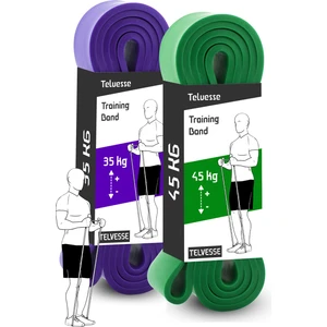 2li Set 35+45 kg Direnç Bandı Seti Kas Geliştirme Lastiği Fitness Pilates Cross Training Bant